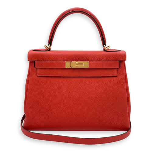 Kelly 28 Rose Jaipur in Clemence, Gold hardware