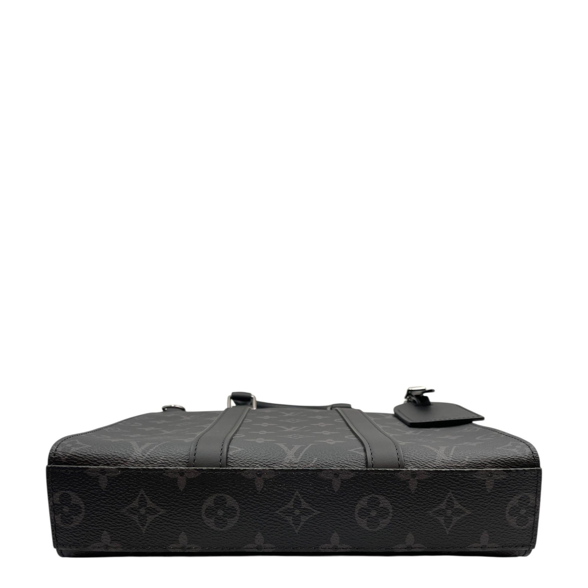Monogram Plat Eclipse Black Crossbody Bag in Coated Canvas, Silver hardware