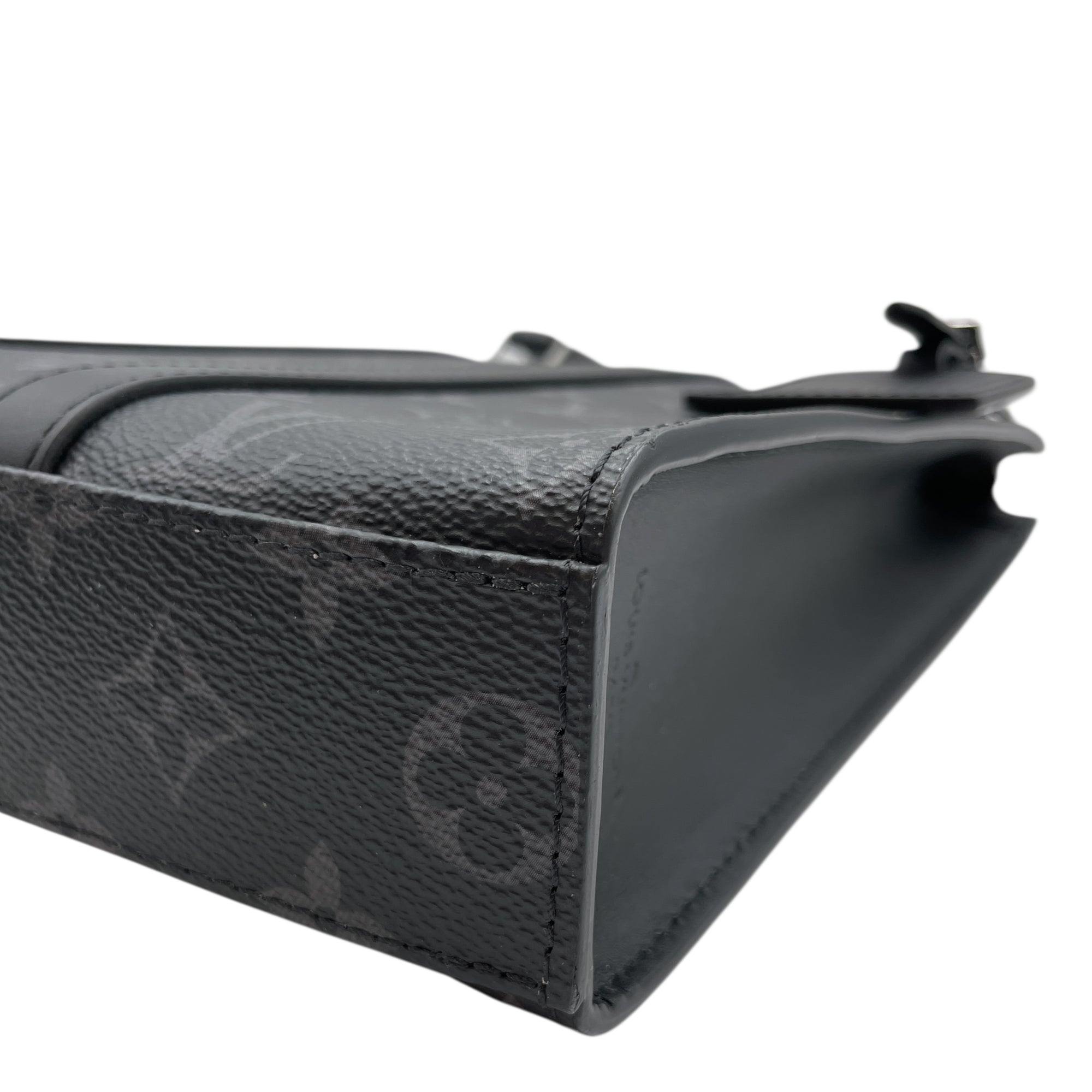 Monogram Plat Eclipse Black Crossbody Bag in Coated Canvas, Silver hardware
