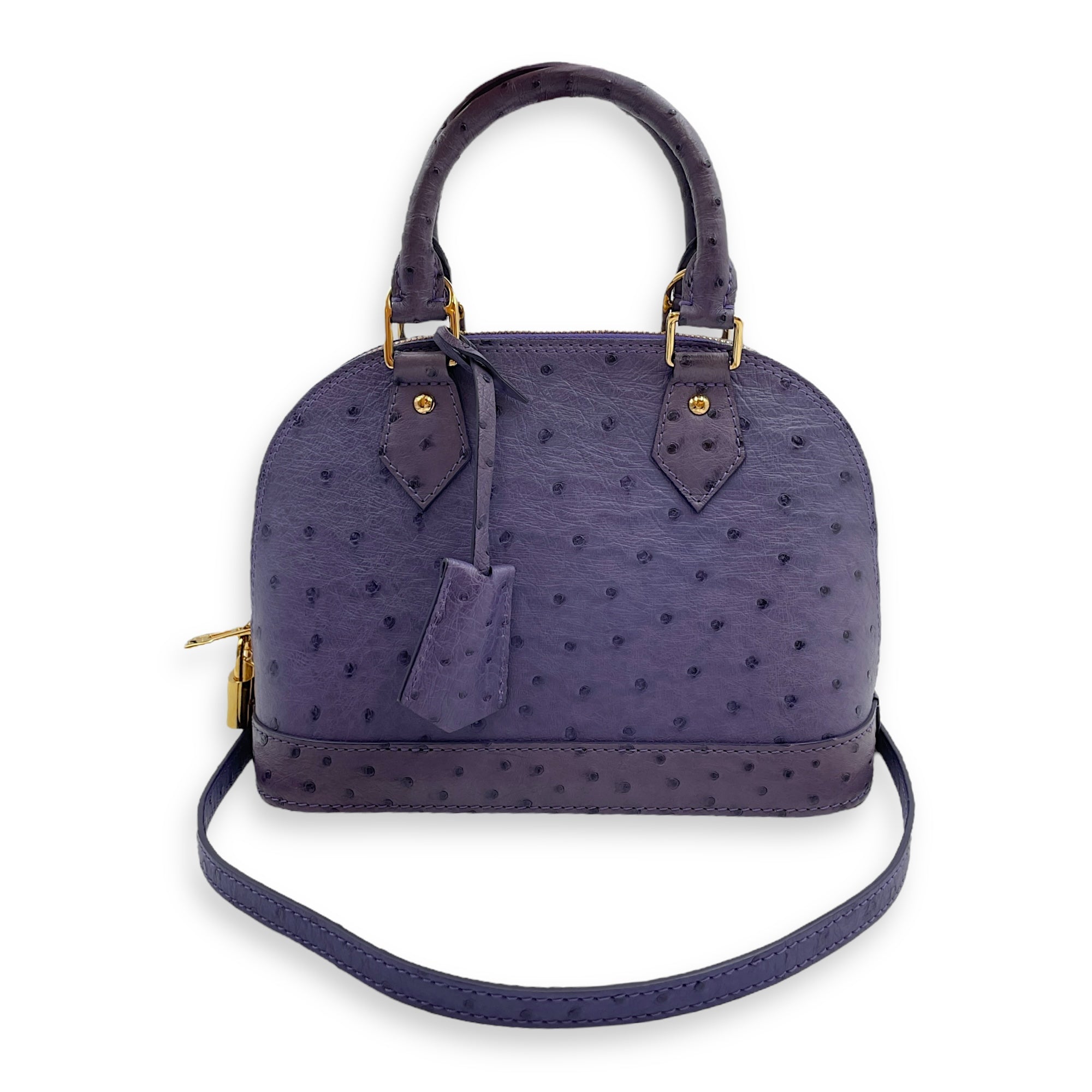 Alma Purple Crossbody Bag in Ostrich, Gold hardware