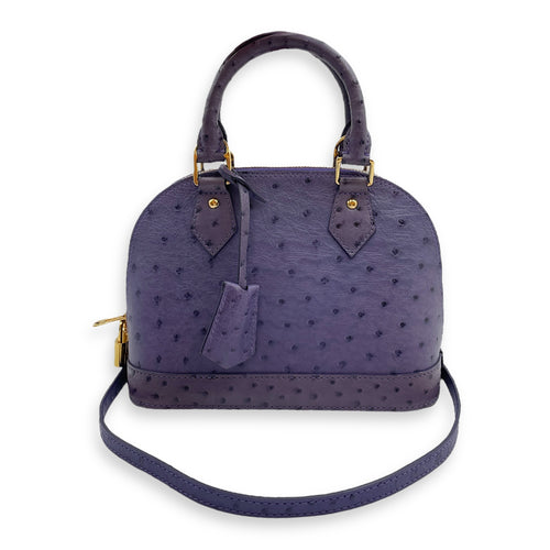 Alma Purple Crossbody Bag in Ostrich, Gold hardware