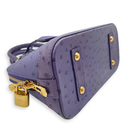 Alma Purple Crossbody Bag in Ostrich, Gold hardware