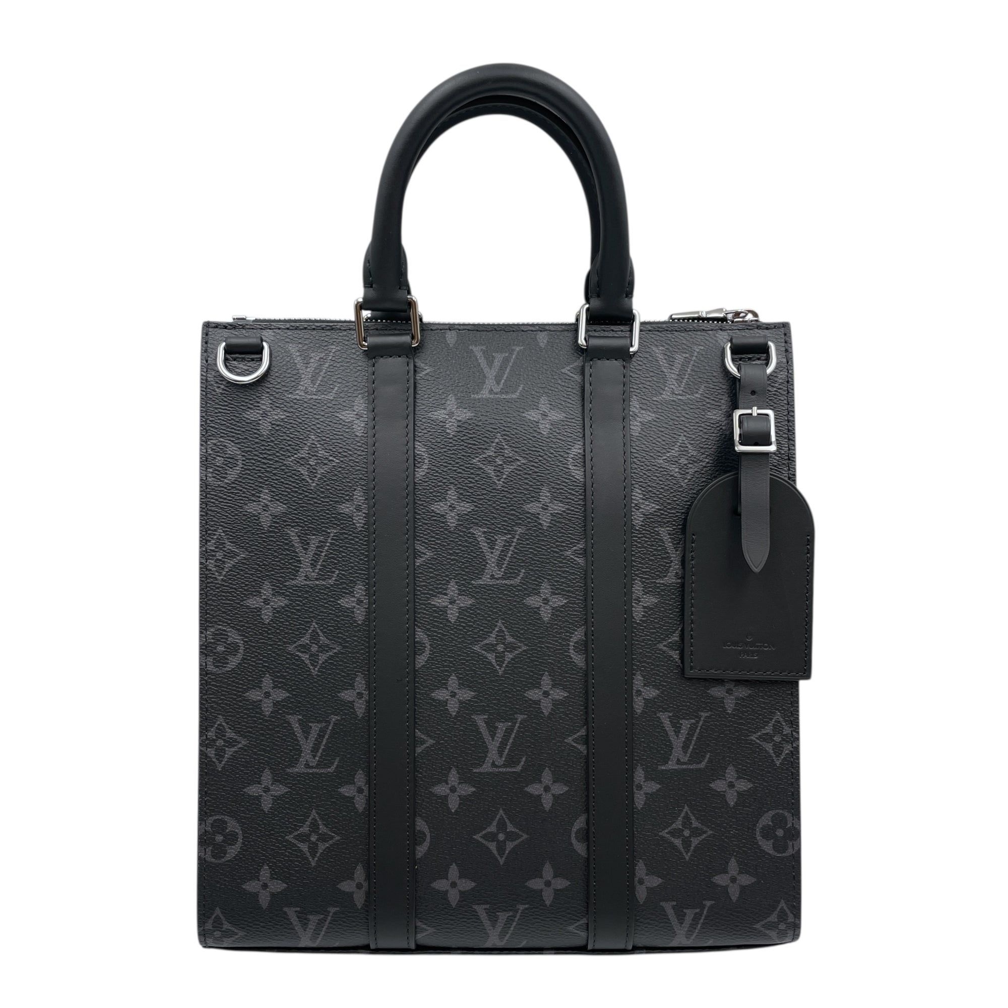 Monogram Plat Eclipse Black Crossbody Bag in Coated Canvas, Silver hardware