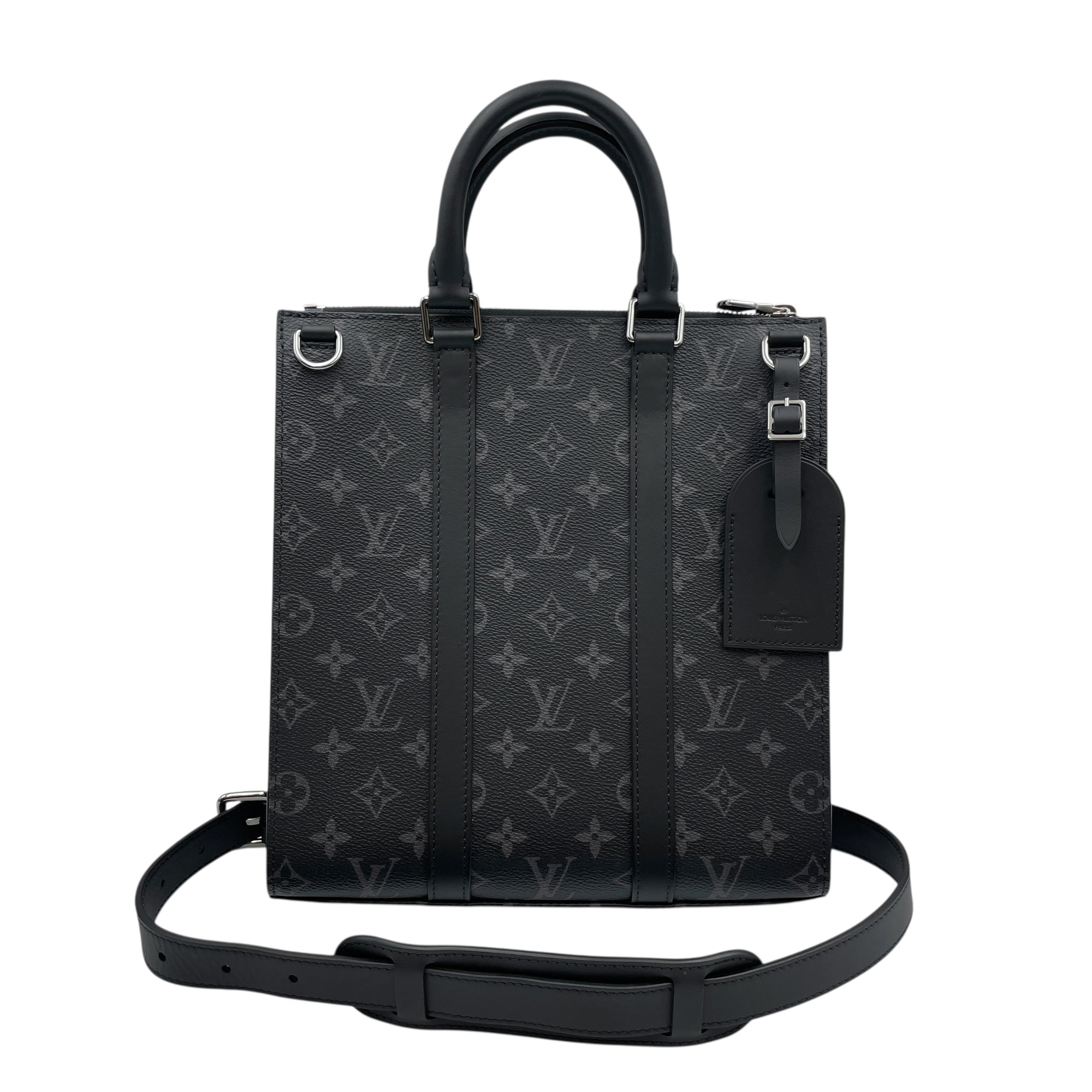 Monogram Plat Eclipse Black Crossbody Bag in Coated Canvas, Silver hardware