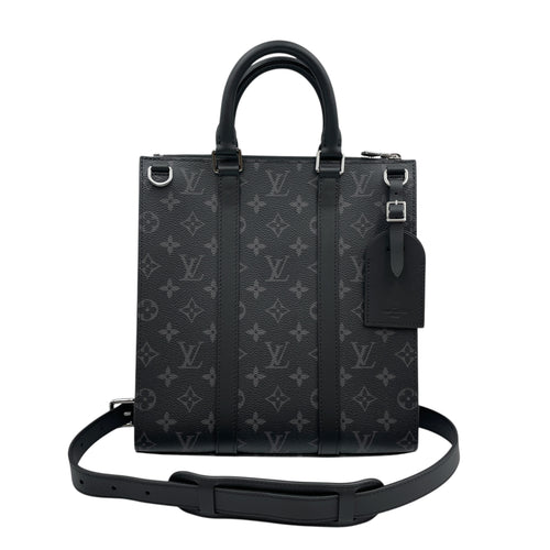 Monogram Plat Eclipse Black Crossbody Bag in Coated Canvas, Silver hardware