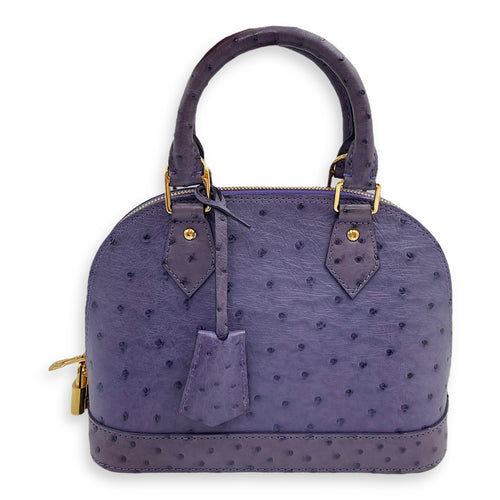 Alma Purple Crossbody Bag in Ostrich, Gold hardware