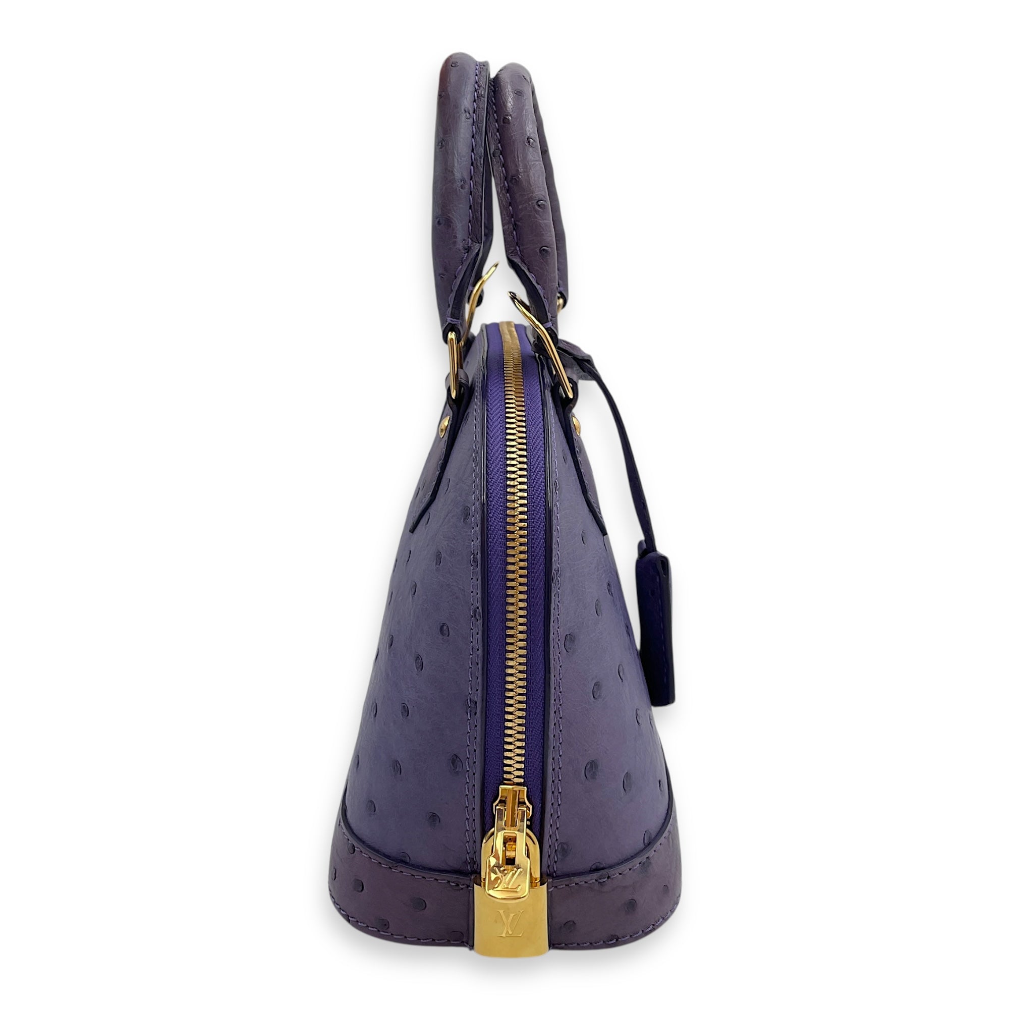 Alma Purple Crossbody Bag in Ostrich, Gold hardware