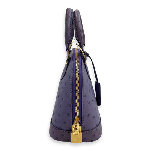 Alma Purple Crossbody Bag in Ostrich, Gold hardware