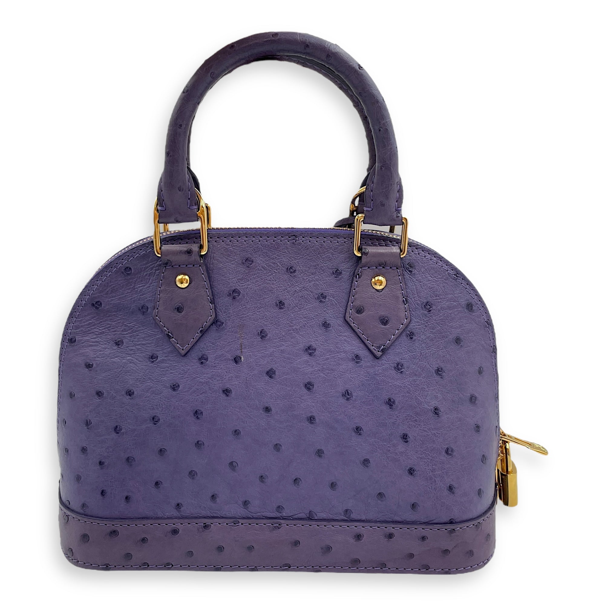 Alma Purple Crossbody Bag in Ostrich, Gold hardware