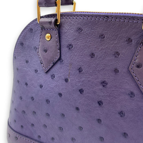 Alma Purple Crossbody Bag in Ostrich, Gold hardware