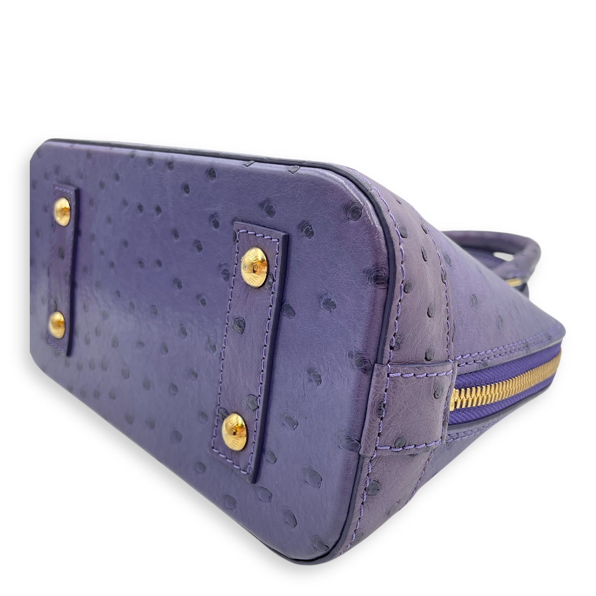 Alma Purple Crossbody Bag in Ostrich, Gold hardware