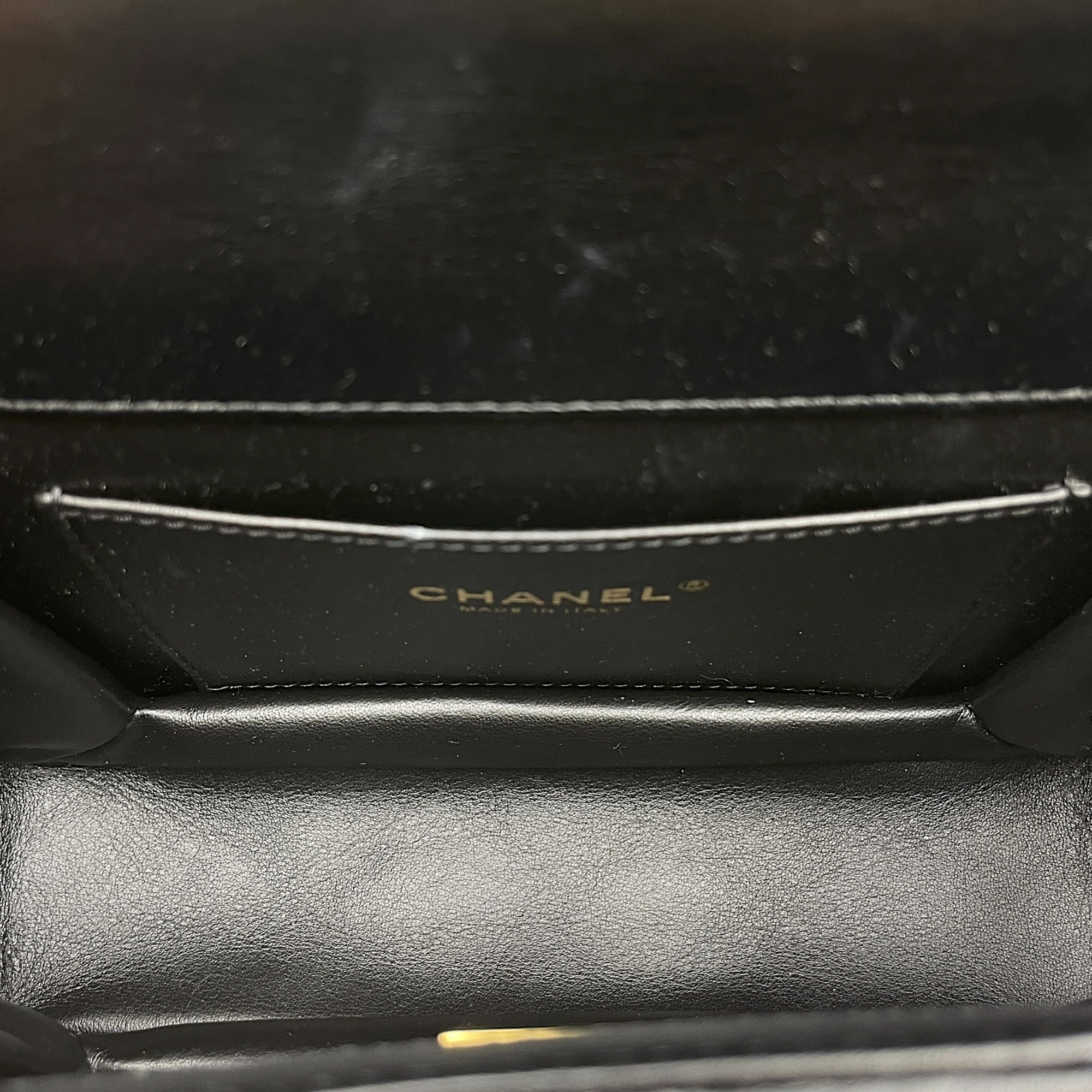 Quilted Matelasse Black Top Handle Black in Lambskin Gold hardware
