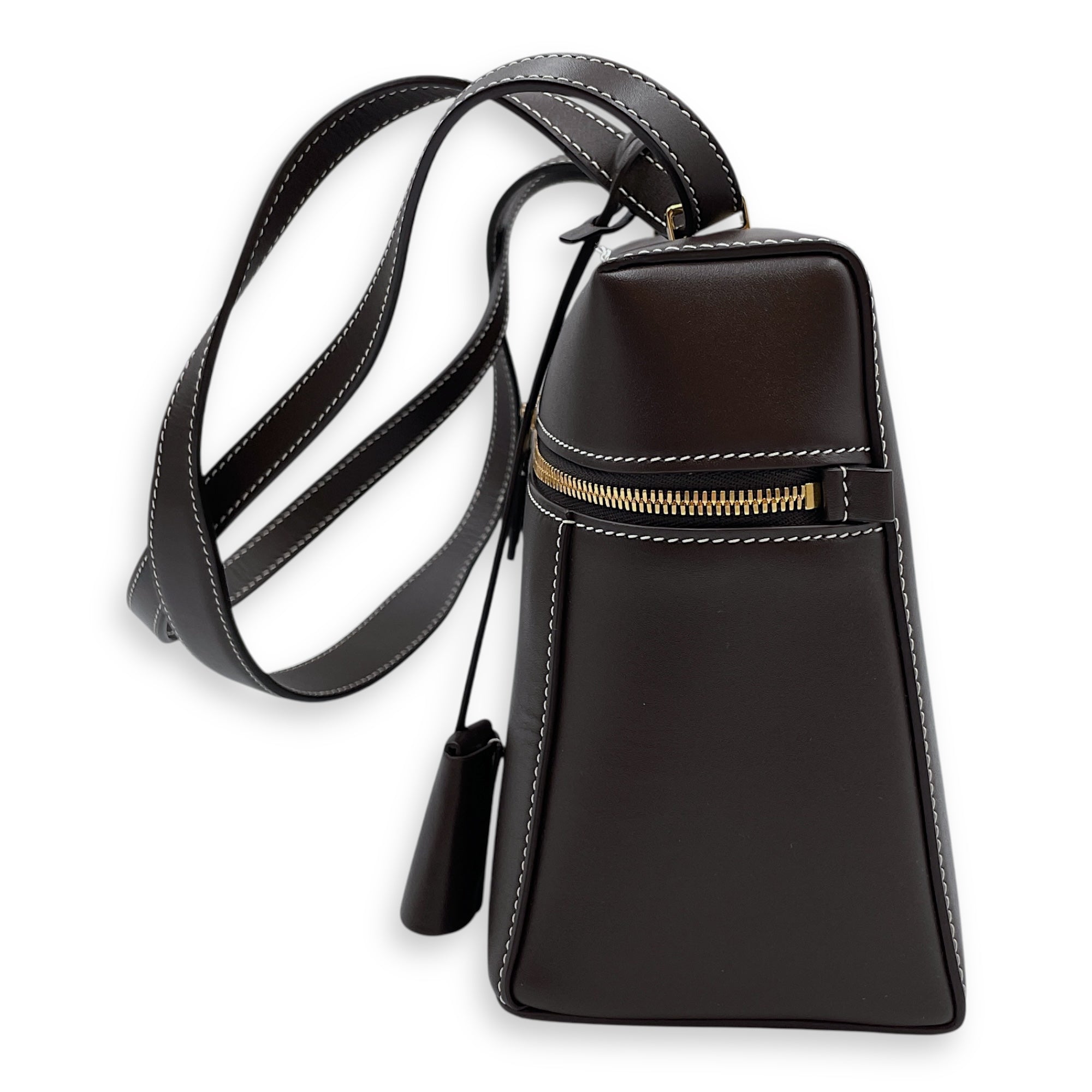 LP 27 Extra Pocket Brown Shoulder Bag in Calfskin, Gold hardware