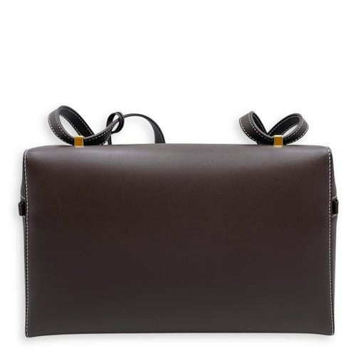 LP 27 Extra Pocket Brown Shoulder Bag in Calfskin, Gold hardware
