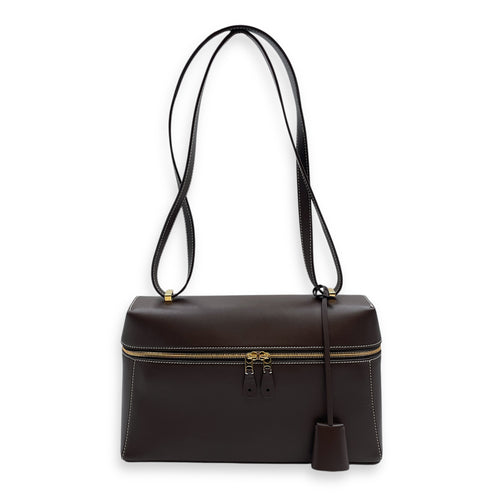 LP 27 Extra Pocket Brown Shoulder Bag in Calfskin, Gold hardware