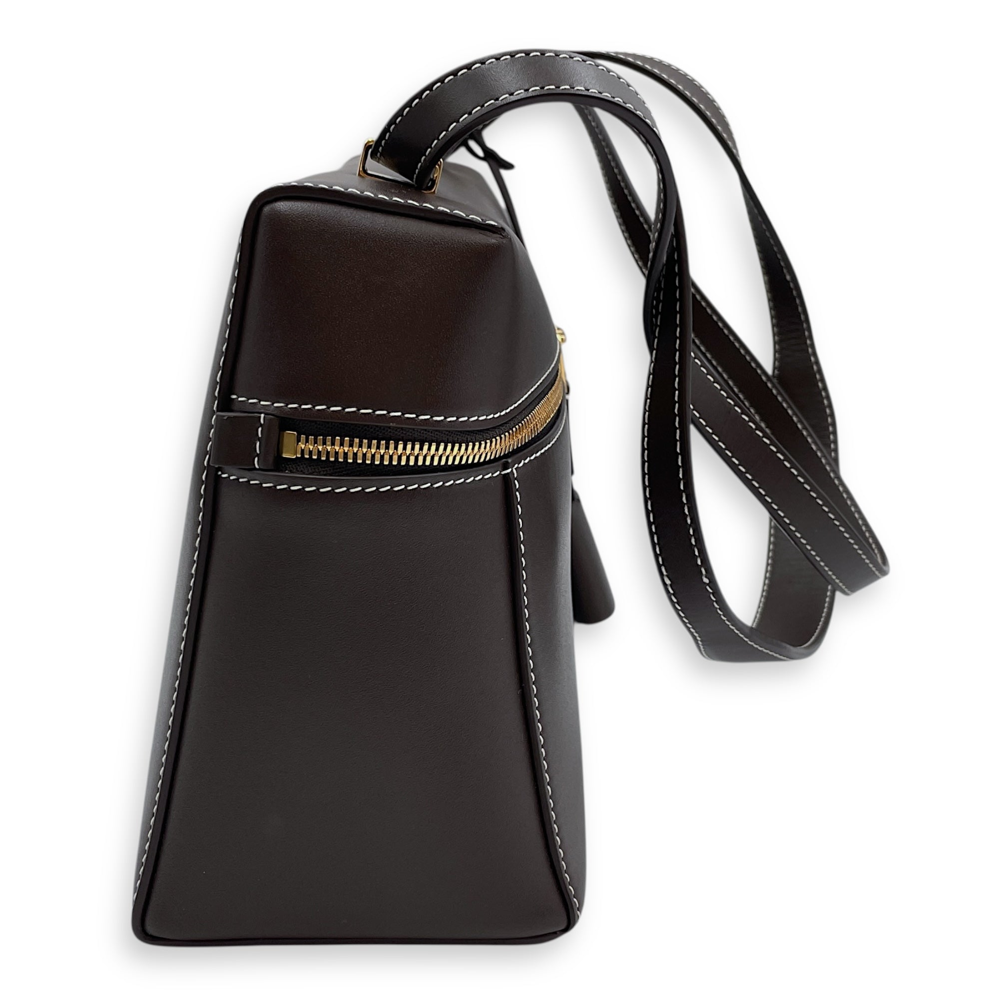 LP 27 Extra Pocket Brown Shoulder Bag in Calfskin, Gold hardware