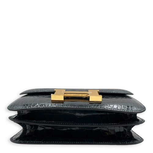 Constance Mirror 18 Vert Rousseau in Shiny Alligator Gold hardware