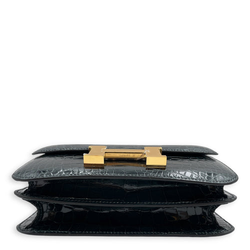 Constance Mirror 18 Vert Rousseau in Shiny Alligator, Gold hardware