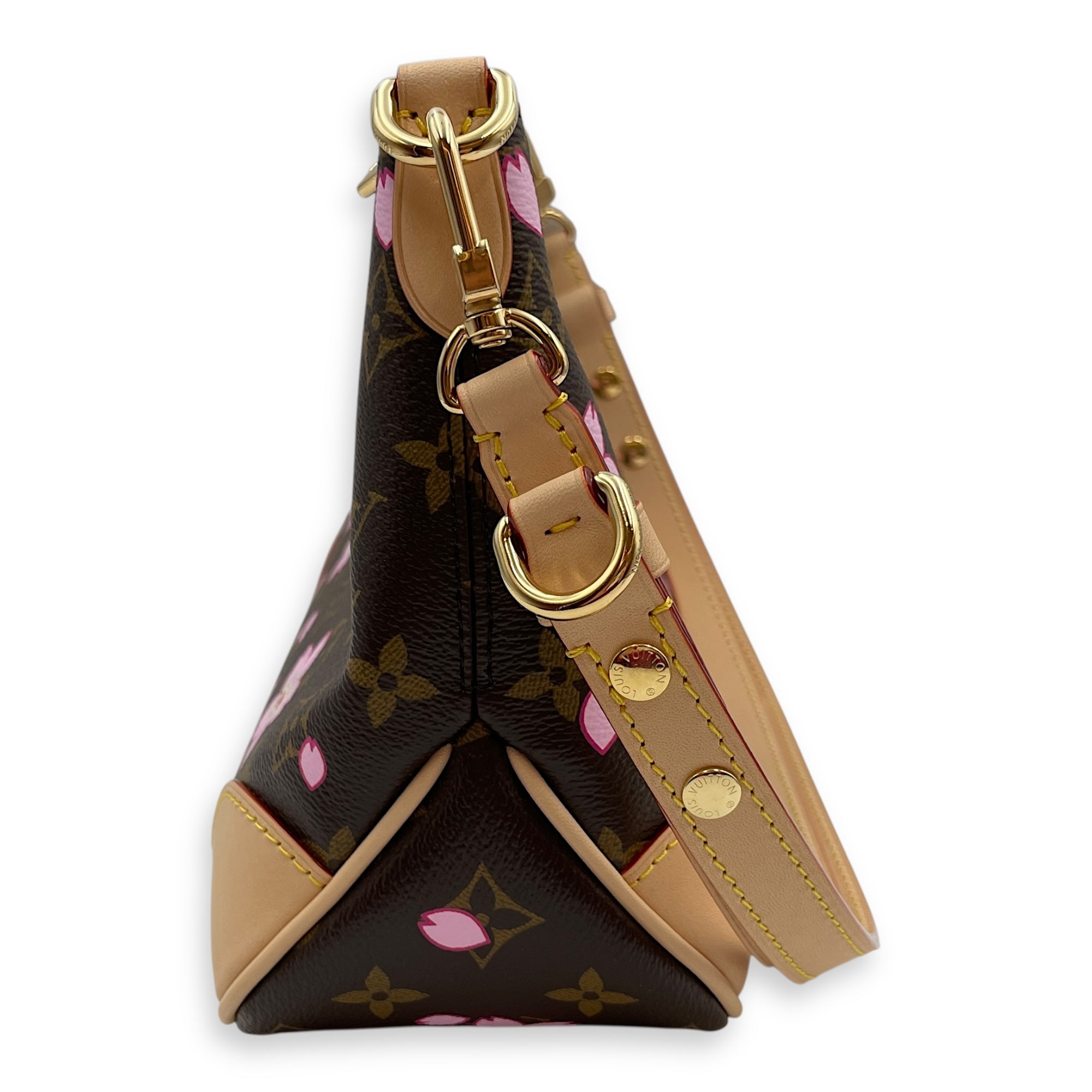 LV x TM Monogram Boulogne PM Shoulder Bag in Coated Canvas, Gold hardware