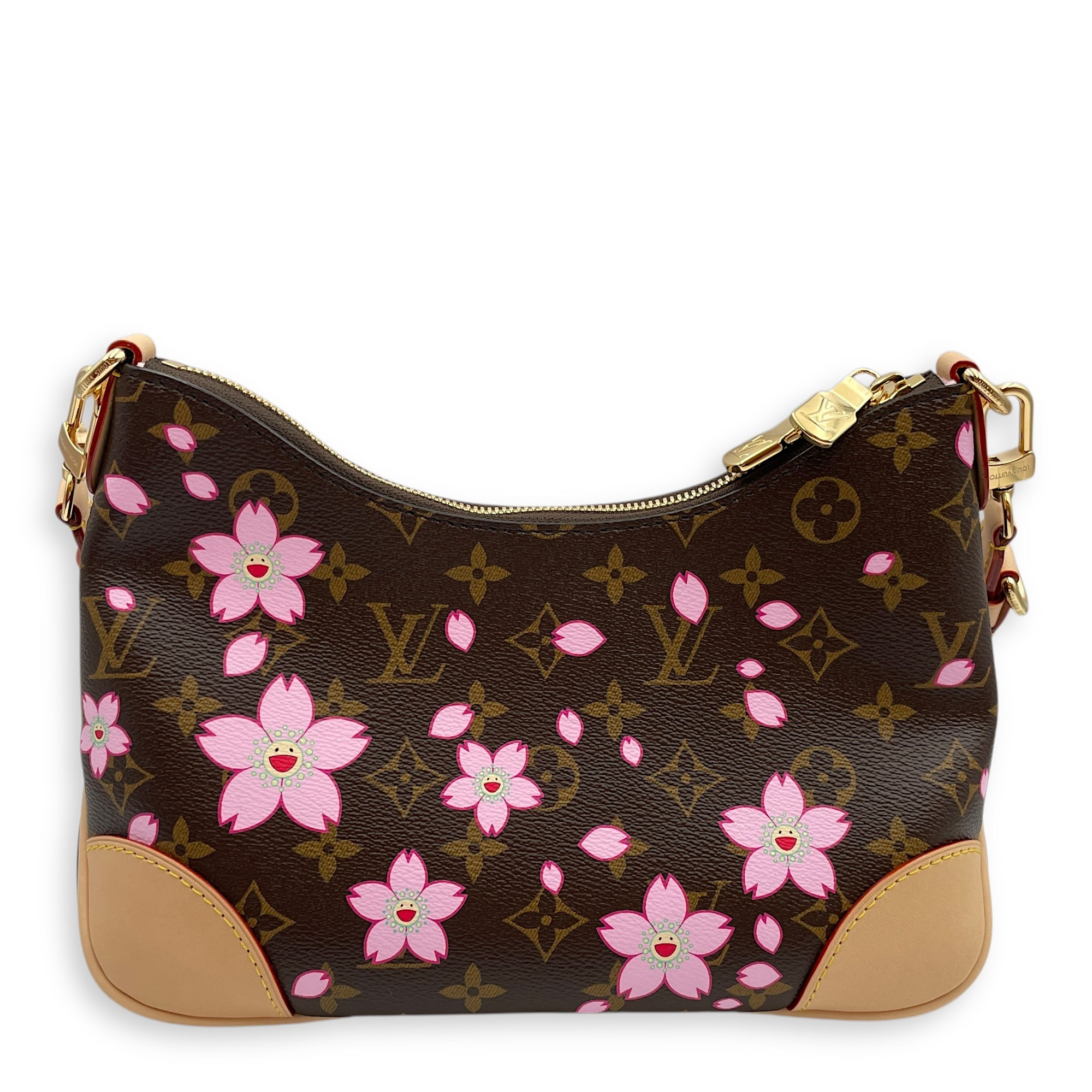 LV x TM Monogram Boulogne PM Shoulder Bag in Coated Canvas, Gold hardware