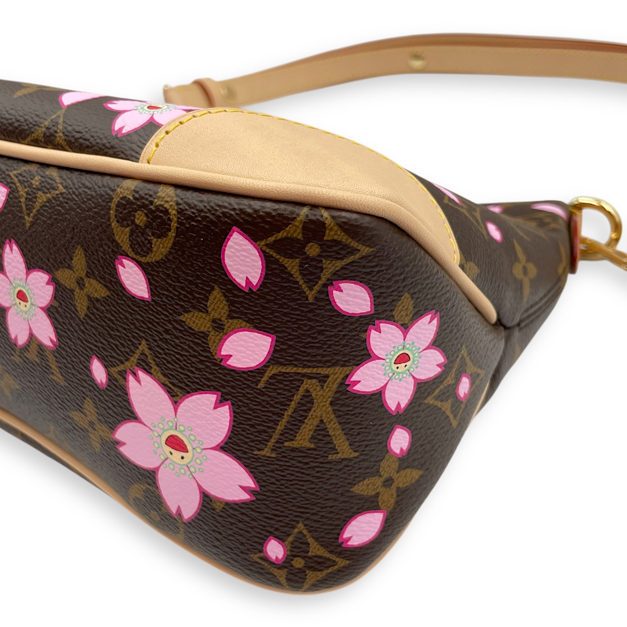 LV x TM Monogram Boulogne PM Shoulder Bag in Coated Canvas, Gold hardware
