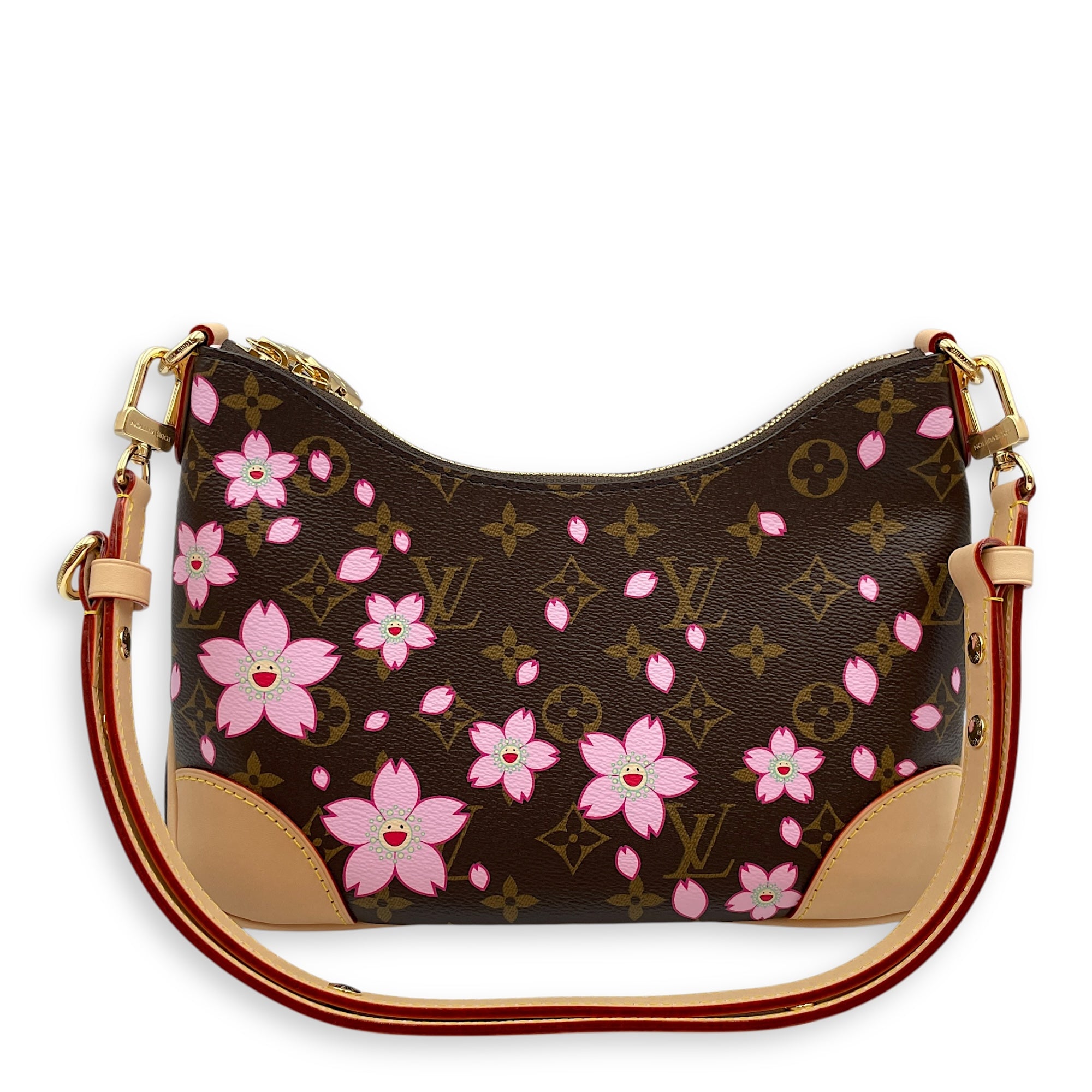 LV x TM Monogram Boulogne PM Shoulder Bag in Coated Canvas, Gold hardware