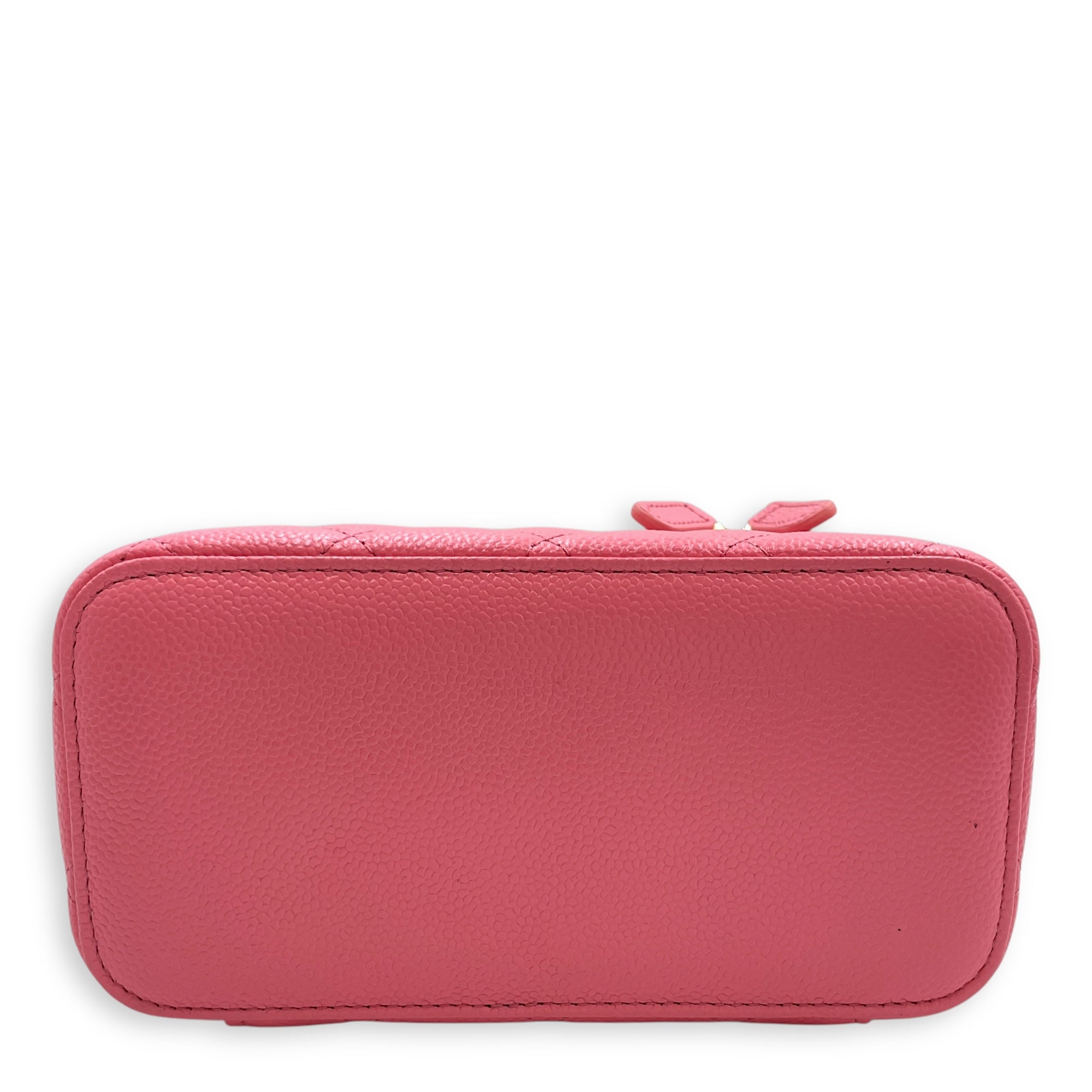 Vanity Rectangular Case Mini Pink Crossbody Bag in Caviar Leather, Gold hardware