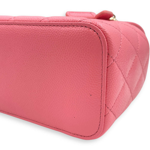 Vanity Rectangular Case Mini Pink Crossbody Bag in Caviar Leather, Gold hardware