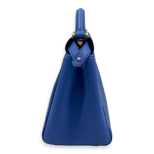 Peekaboo Blue Top Handle Bag in Lambskin, Gold hardware