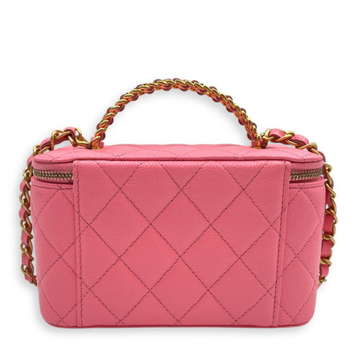 Vanity Rectangular Case Mini Pink Crossbody Bag in Caviar Leather Gold hardware SL2506-12987 2