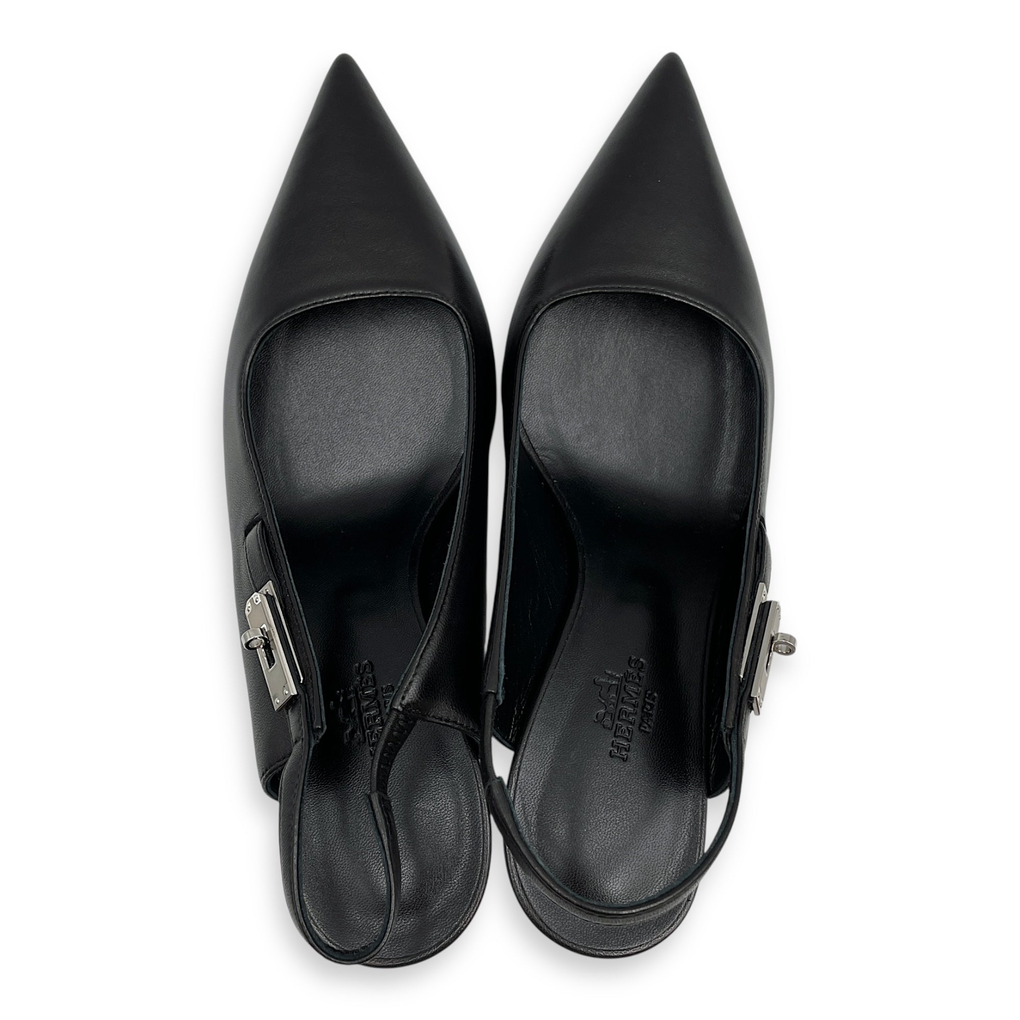 Lover 80 Pump 37.5 Black Heels in Calfskin, Palladium hardware