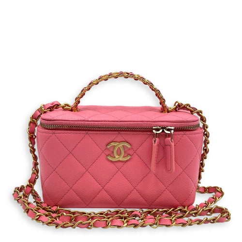 Vanity Rectangular Case Mini Pink Crossbody Bag in Caviar Leather Gold hardware SL2506-12987 9