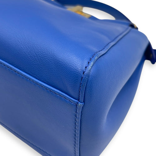 Peekaboo Blue Top Handle Bag in Lambskin, Gold hardware