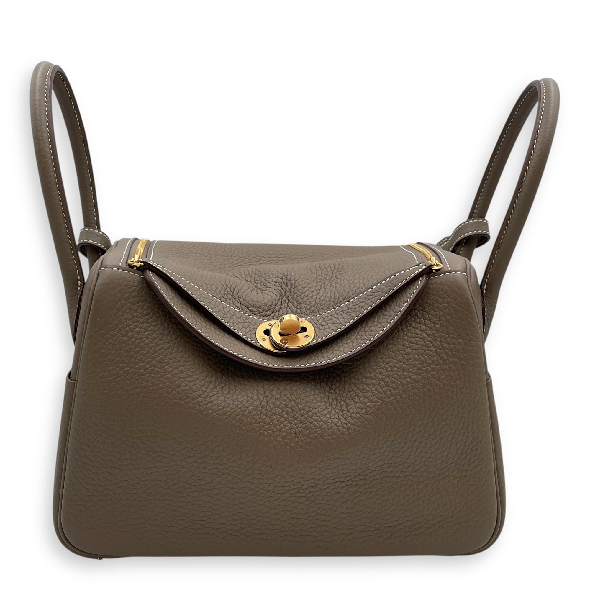 Lindy 26 Etoupe in Clemence, Gold hardware
