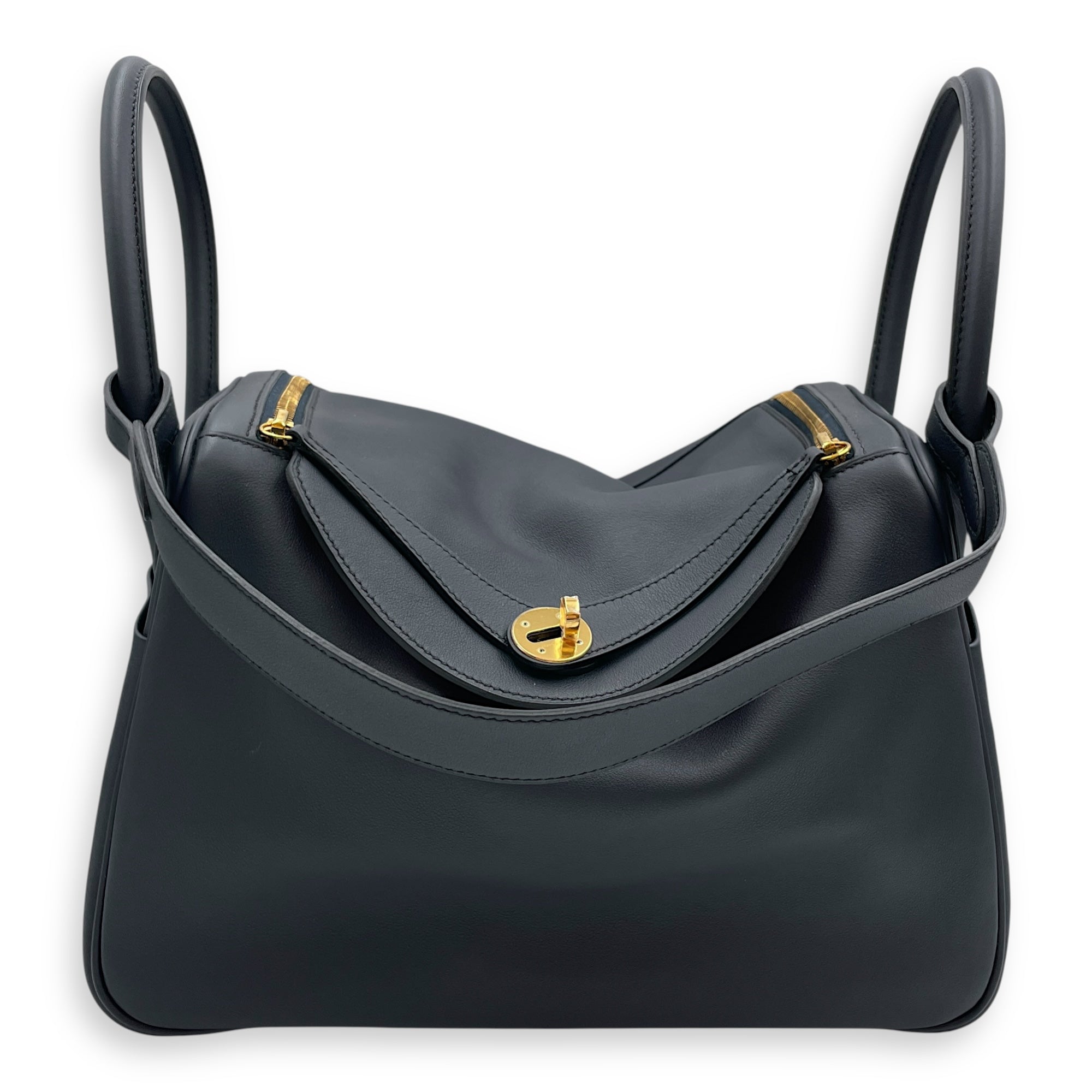 Lindy 30 Blue Indigo/Orange Poppy in Swift, Gold hardware