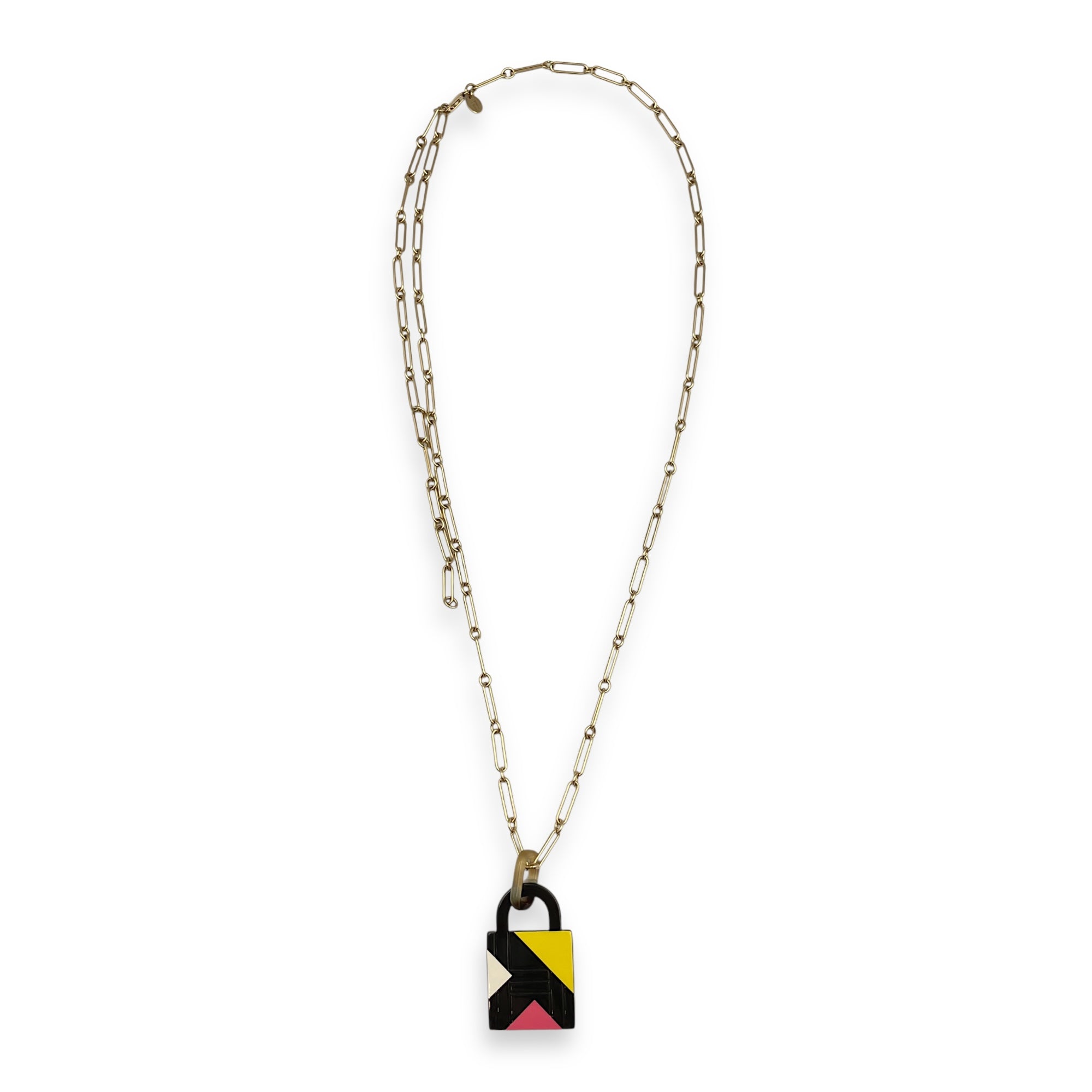 Fusion Amulette Cadena, Large Model Jaune/Pink/Blanc Pendant, Permabrass hardware