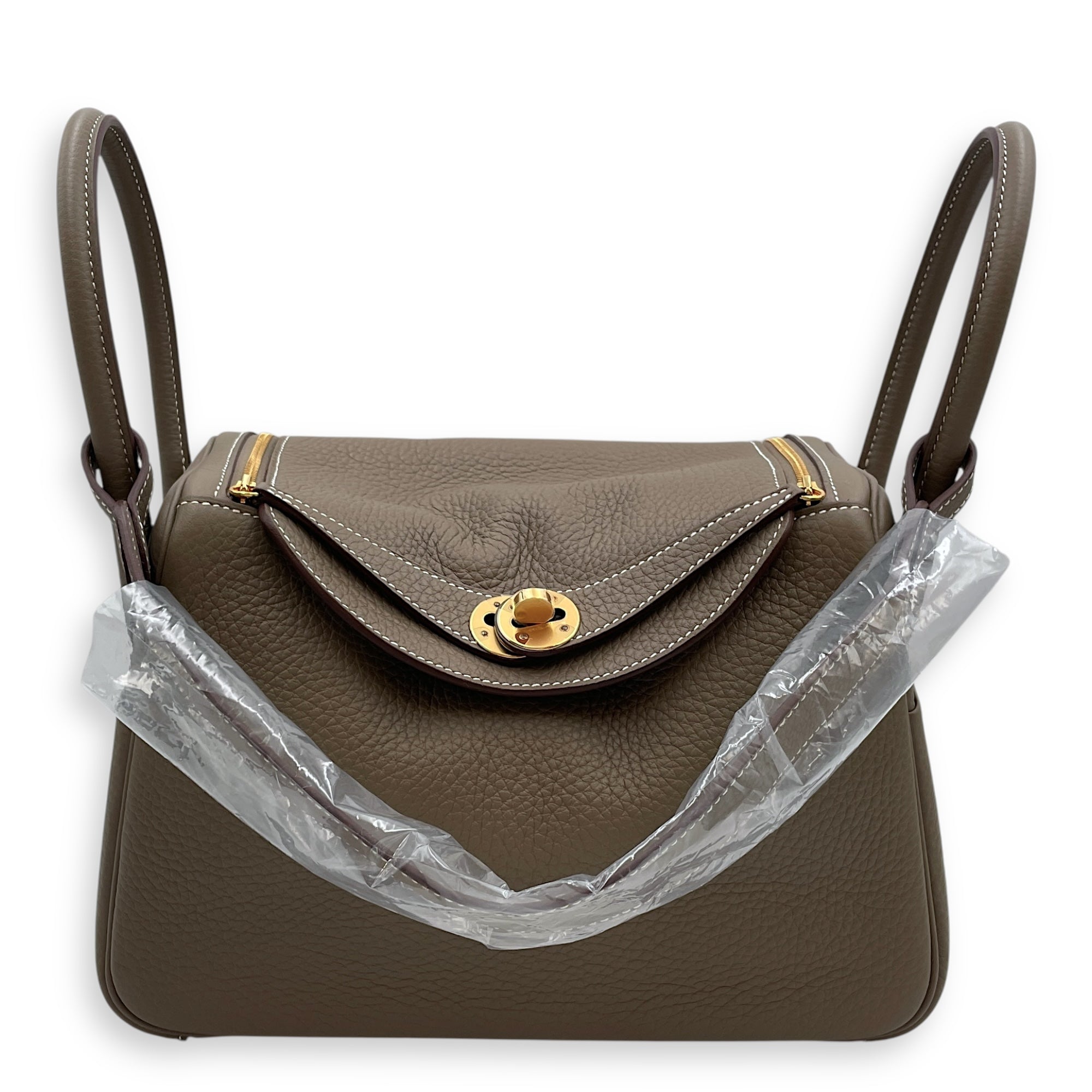 Lindy 26 Etoupe in Clemence, Gold hardware