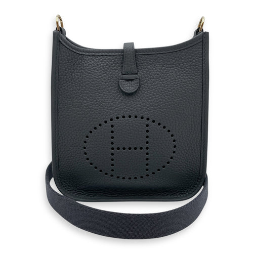 Evelyne (Short Strap) Mini Gris Misty in Clemence, Gold hardware