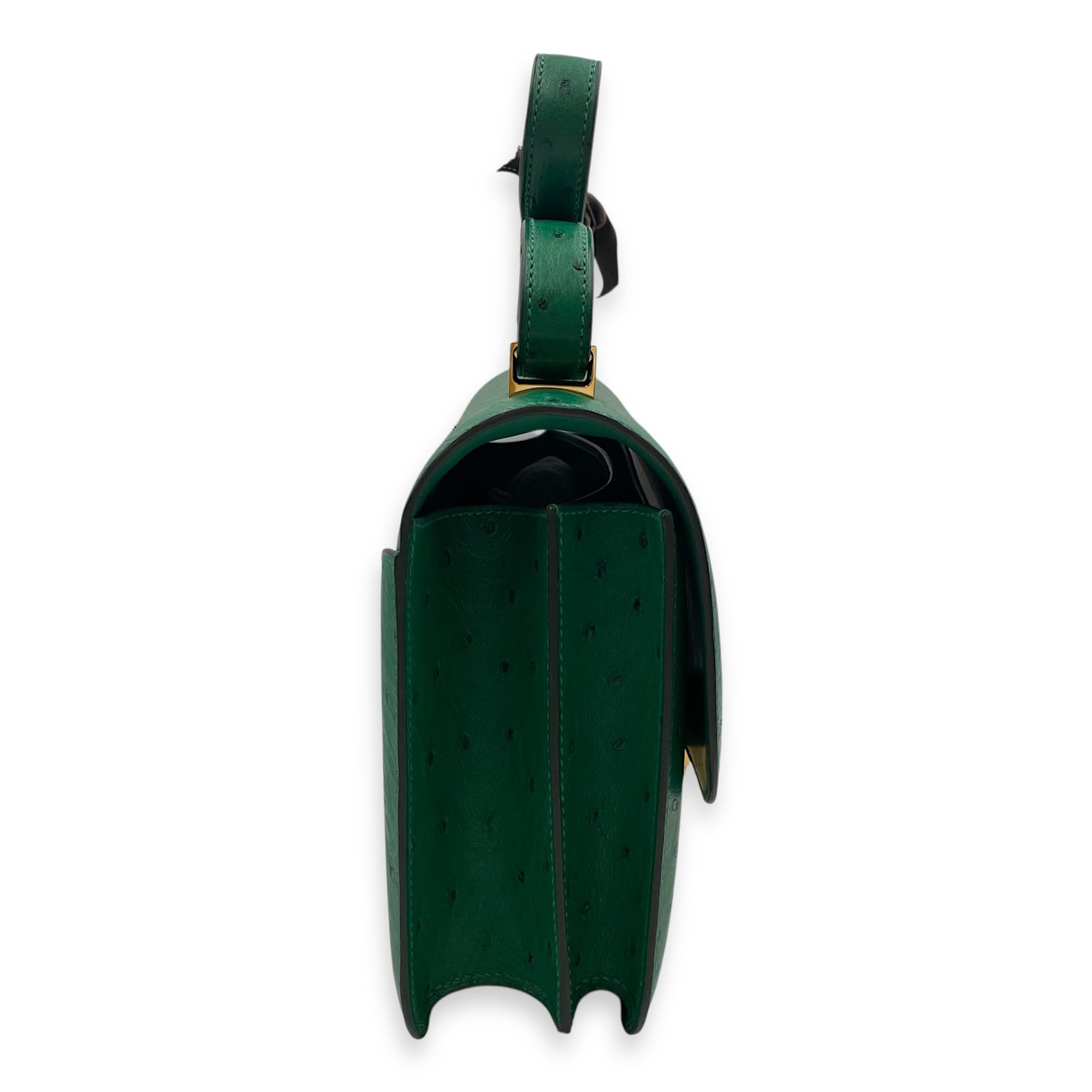 Constance 24 Vert Vertigo in Ostrich, Gold hardware