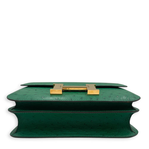 Constance 24 Vert Vertigo in Ostrich, Gold hardware