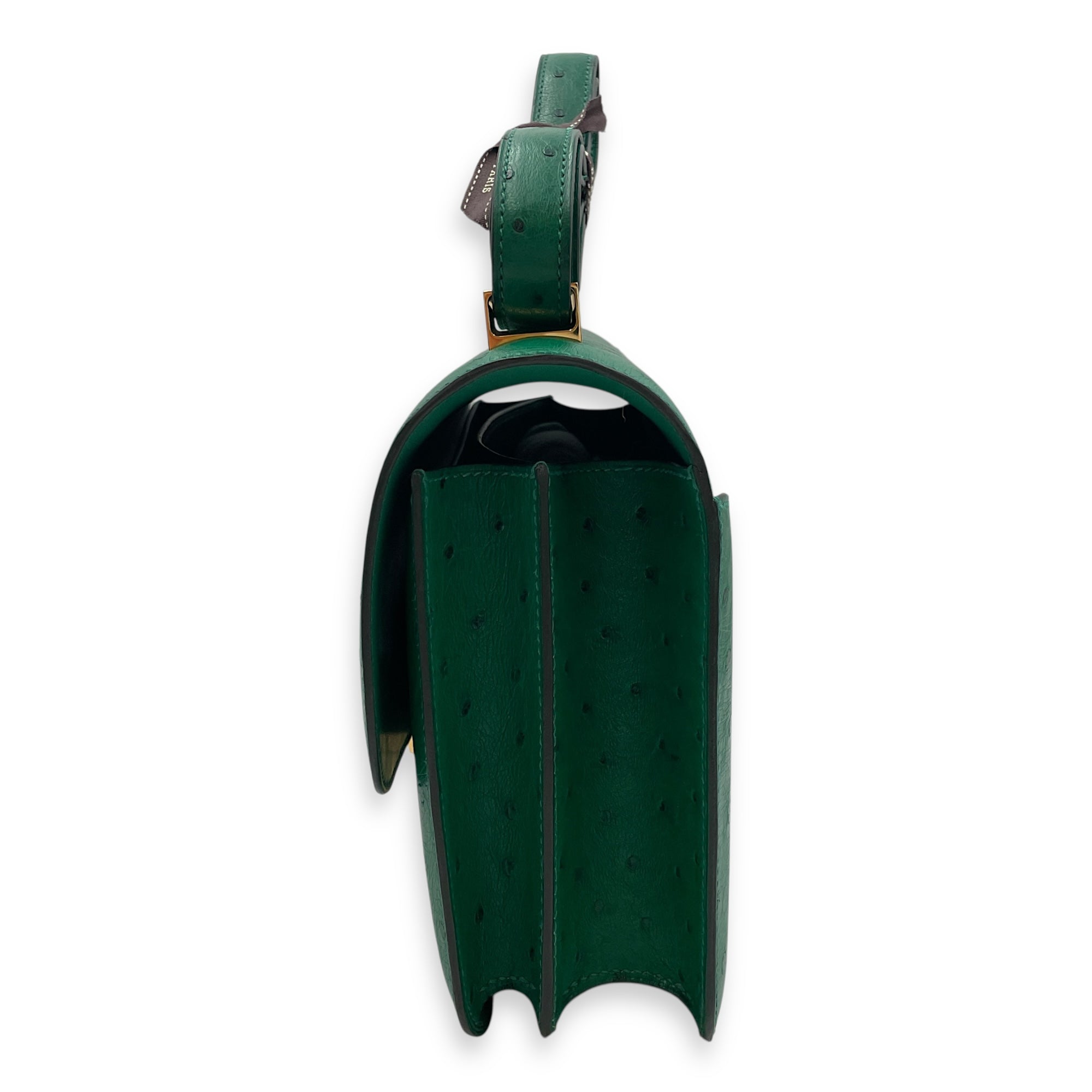 Constance 24 Vert Vertigo in Ostrich, Gold hardware