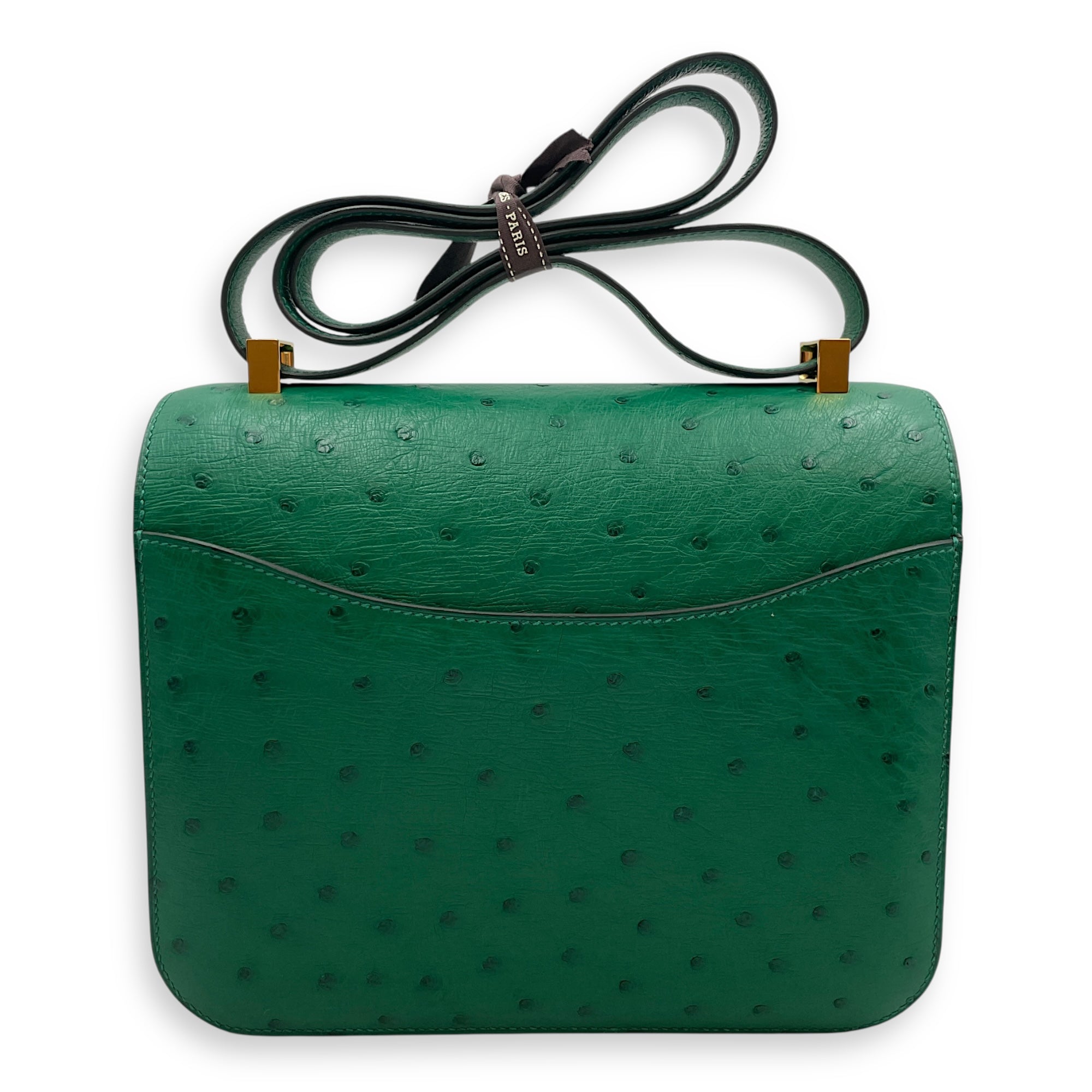 Constance 24 Vert Vertigo in Ostrich, Gold hardware