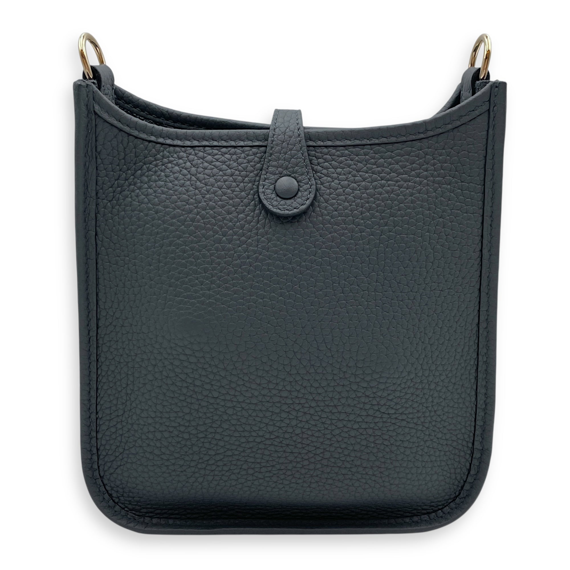 Evelyne (Short Strap) Mini Gris Misty in Clemence, Gold hardware