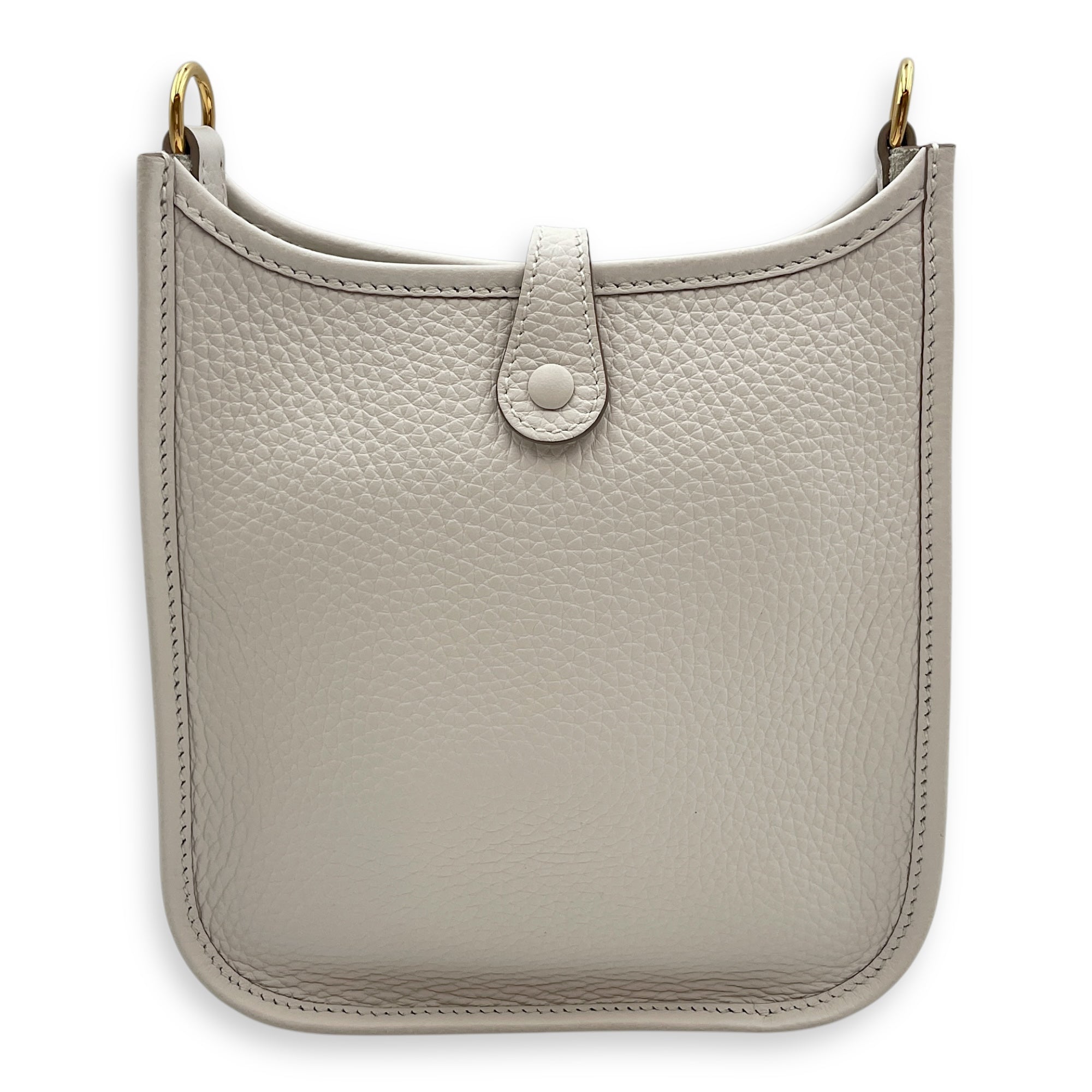 Evelyne (Short Strap) Mini Gris Pale in Clemence, Gold hardware