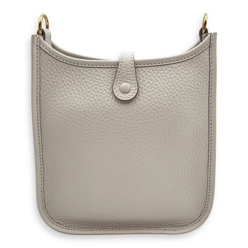 Evelyne (Short Strap) Mini Gris Pale in Clemence, Gold hardware
