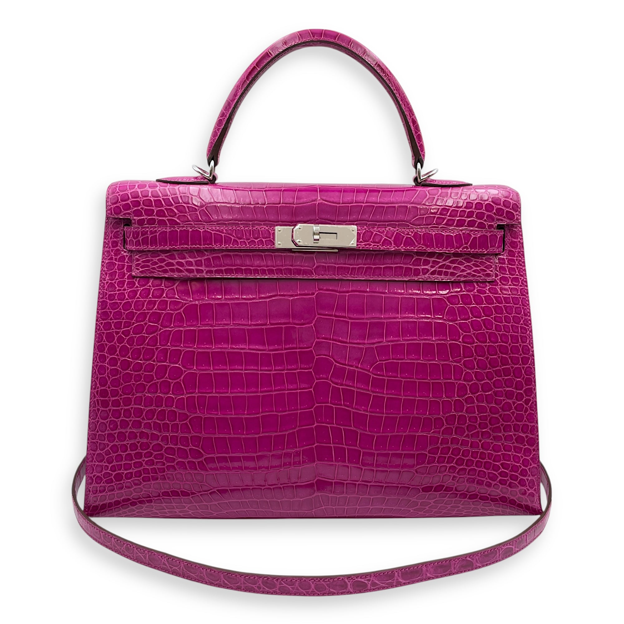 Sellier Kelly 35 Rose Scheherazade in Shiny Porosus, Palladium hardware