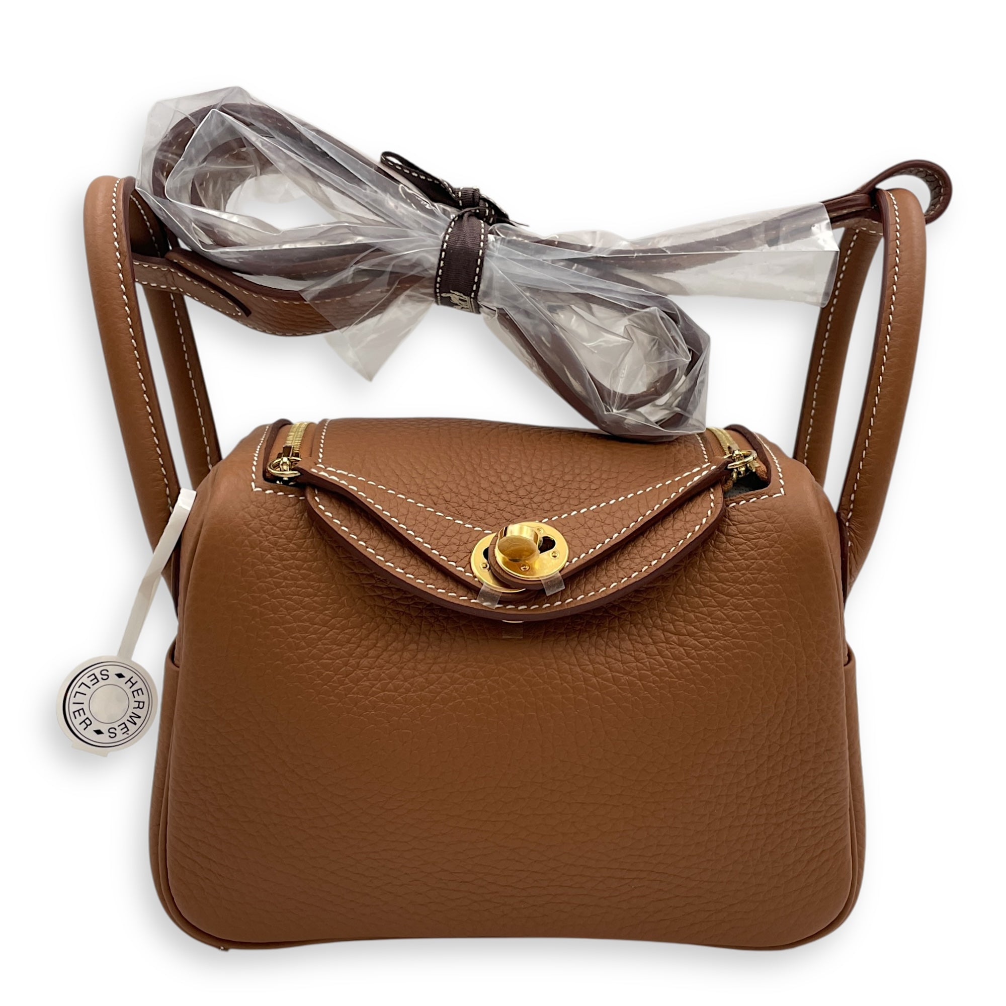 Lindy II Mini Gold in Clemence, Gold hardware
