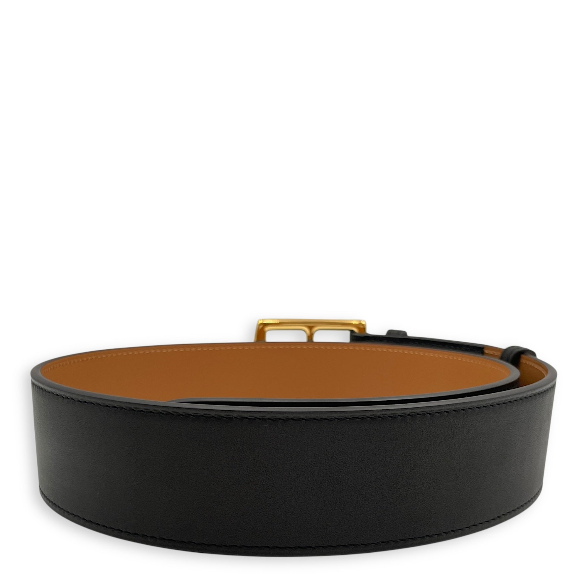 Etriviere 45 75cm Black Belt in Barenia, Gold hardware