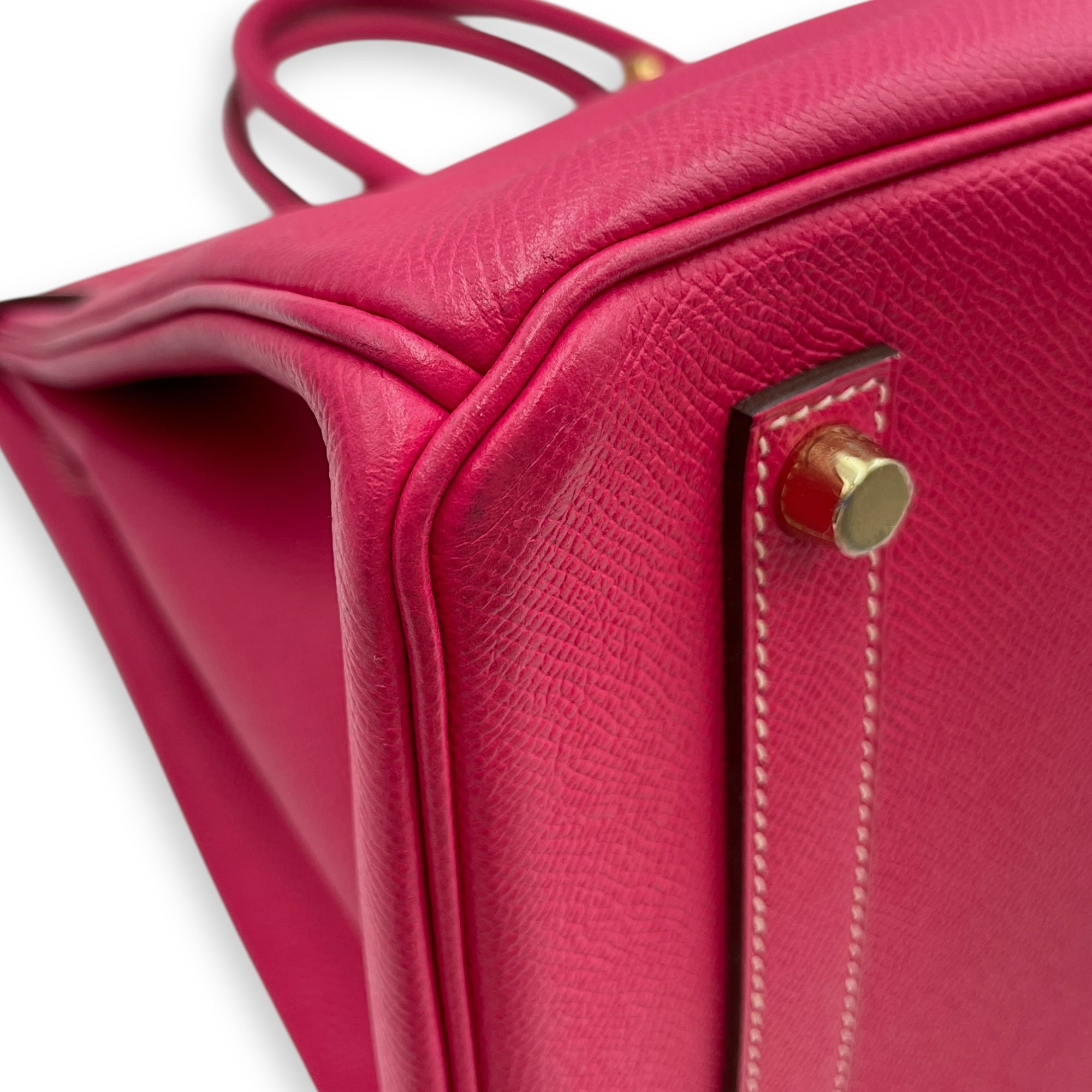Birkin 35 Rose Tyrien in Epsom, Gold hardware