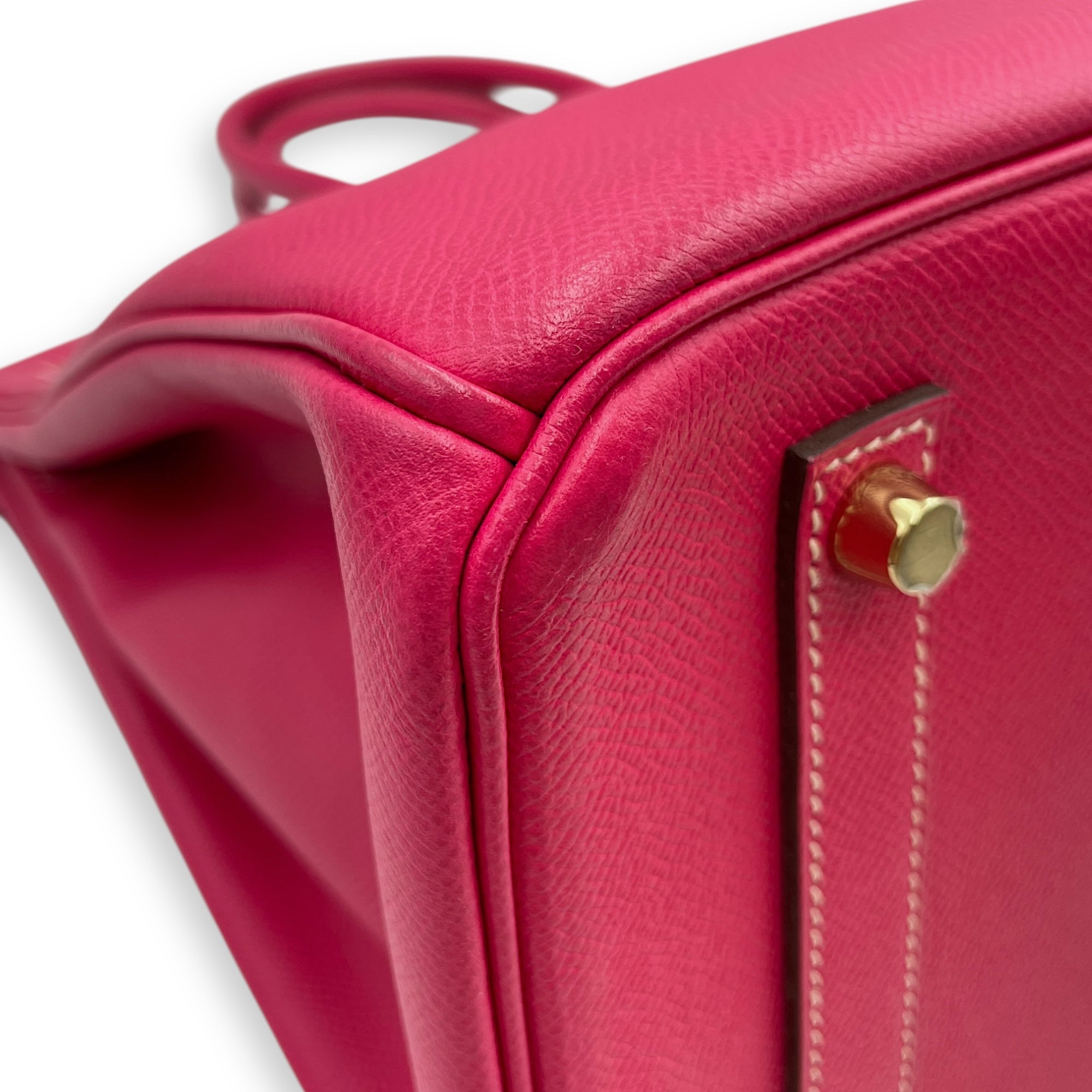 Birkin 35 Rose Tyrien in Epsom, Gold hardware